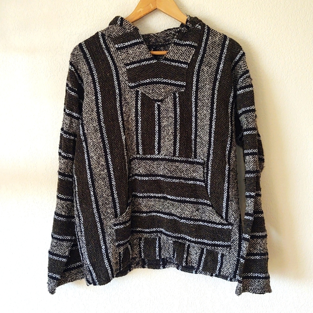 No brand Mexican poncho hooded pullover